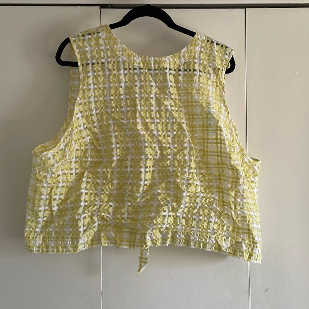 NWT Yellow Plaid Sheer top